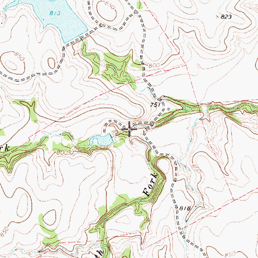Topographic Map of North Fork Hill Creek, TX