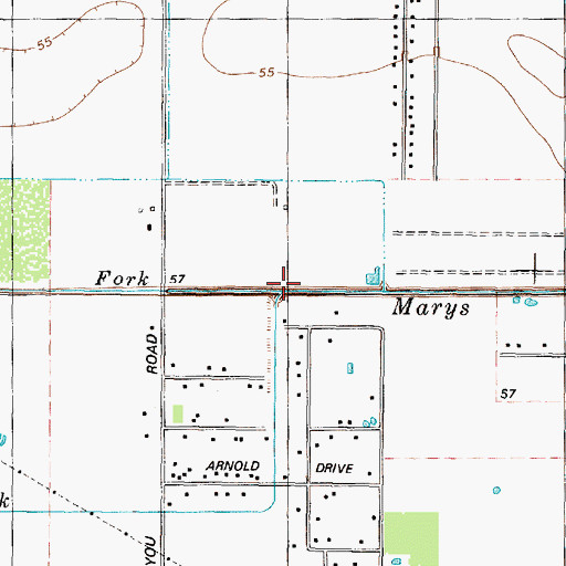 Topographic Map of North Fork Marys Creek, TX