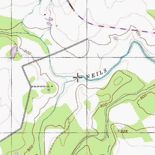 Topographic Map of North Fork Neils Creek, TX