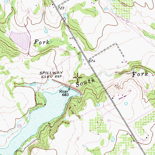 Topographic Map of North Fork South Fork Chambers Creek, TX