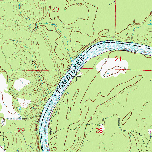 Topographic Map of Toms Bar, AL