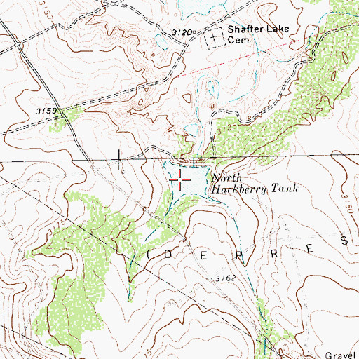 Topographic Map of North Hackberry Tank, TX