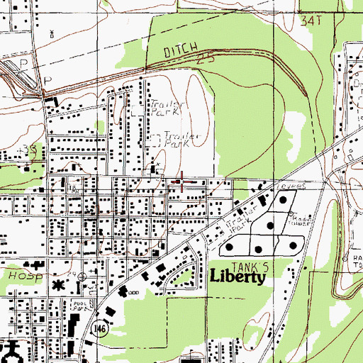Topographic Map of North Height Tabernacle, TX
