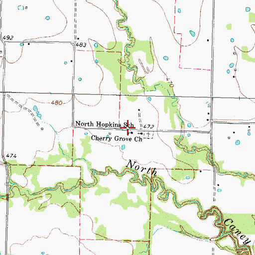 Topographic Map of North Hopkins School, TX