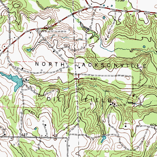 Topographic Map of North Jacksonville Oil Field, TX