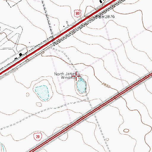 Topographic Map of North James Windmill, TX