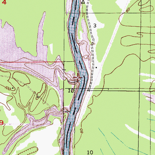 Topographic Map of Tubbs Bar, AL