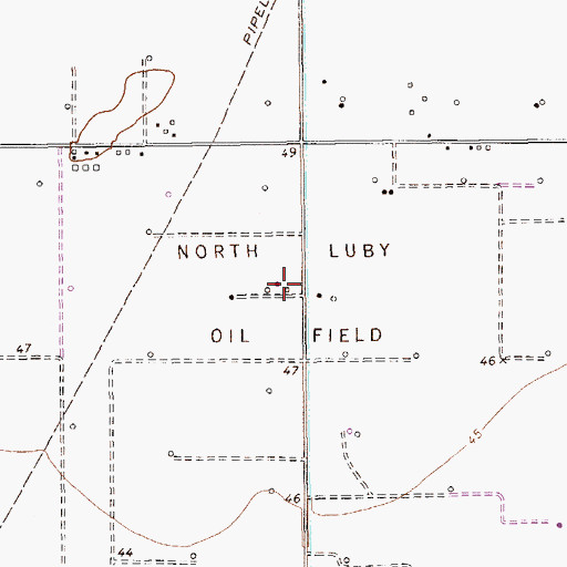 Topographic Map of North Luby Oil Field, TX
