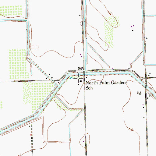 Topographic Map of North Palm Gardens School, TX