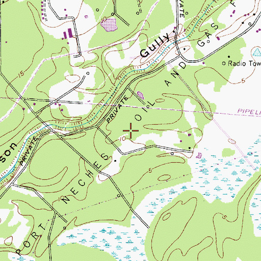 Topographic Map of North Port Neches Oil and Gas Field, TX