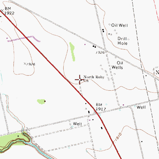 Topographic Map of North Roby Church, TX