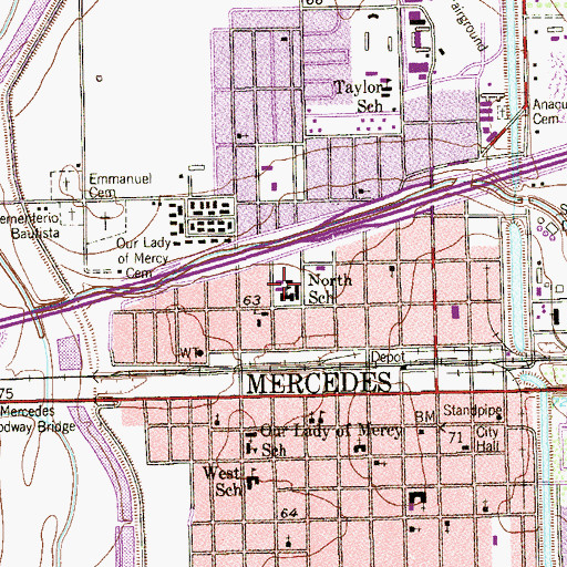 Topographic Map of North School, TX