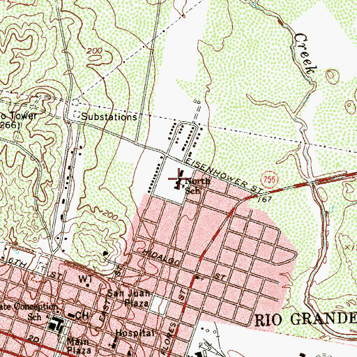 Topographic Map of North School, TX