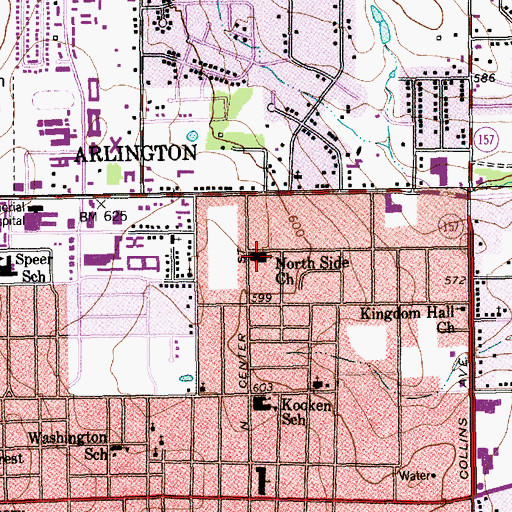 Topographic Map of North Side Church, TX