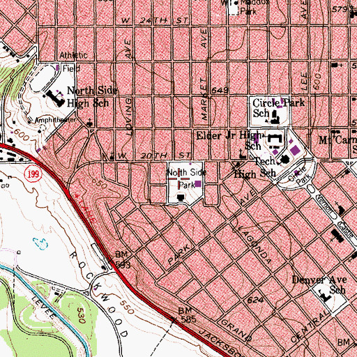Topographic Map of North Side Park, TX