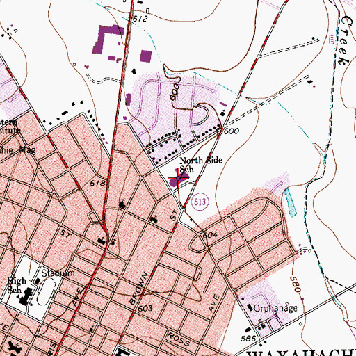 Topographic Map of North Side School, TX