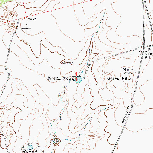 Topographic Map of North Tank, TX