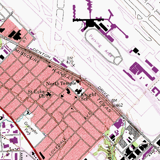 Topographic Map of North Temple, TX
