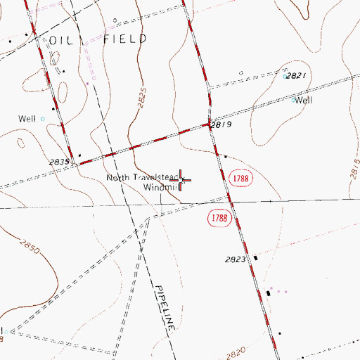 Topographic Map of North Travelstead Windmill, TX