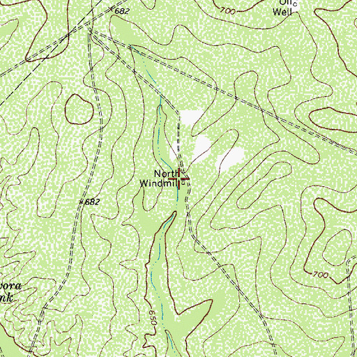 Topographic Map of North Windmill, TX