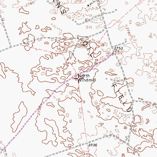 Topographic Map of North Windmill, TX