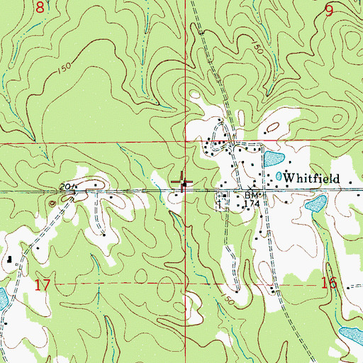 Topographic Map of Whitfield Church, AL