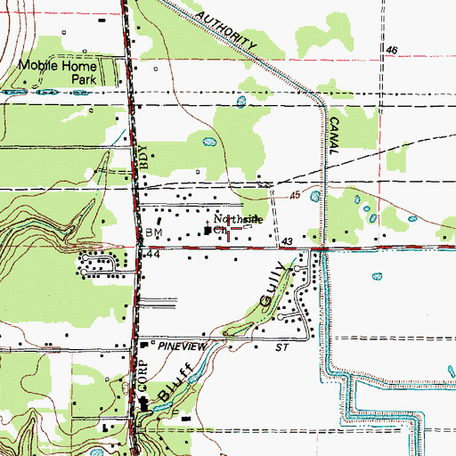 Topographic Map of Northside Church, TX