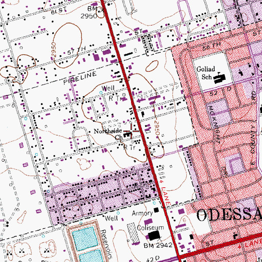 Topographic Map of Northside Church, TX