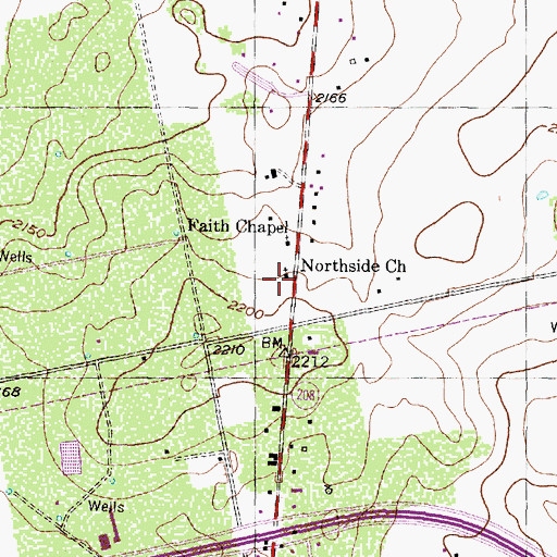 Topographic Map of Northside Church, TX