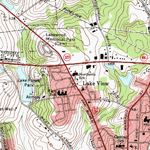 Topographic Map of Northside School, TX