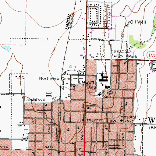 Topographic Map of Northview Cemetery, TX