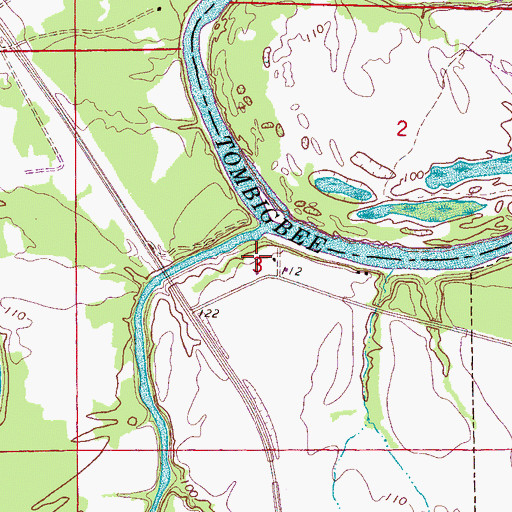Topographic Map of Whitsetts Ferry (historical), AL