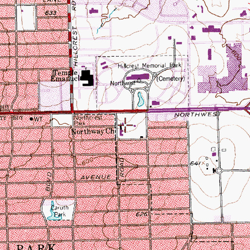 Topographic Map of Northway Church, TX