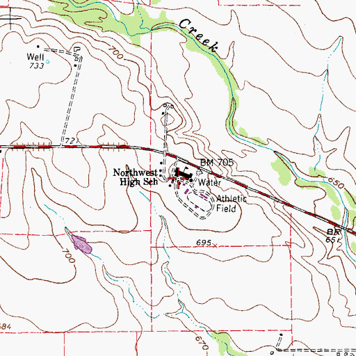 Topographic Map of Northwest High School, TX