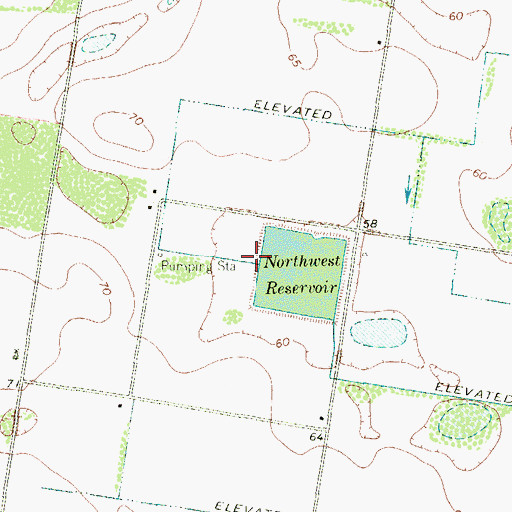 Topographic Map of Northwest Reservoir, TX