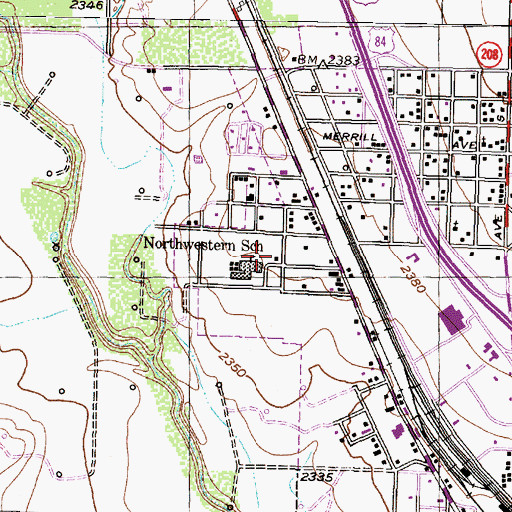 Topographic Map of Northwest School, TX