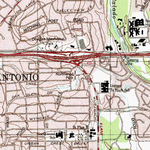 Topographic Map of Northwood Park, TX