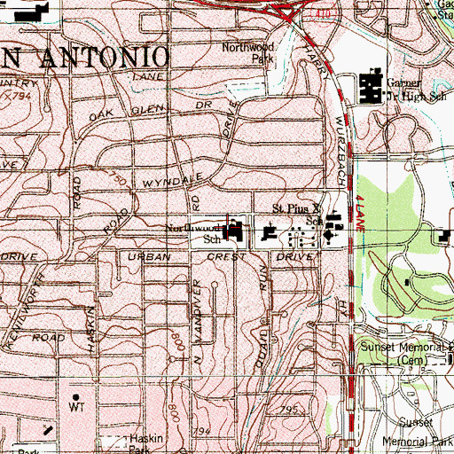 Topographic Map of Northwood School, TX