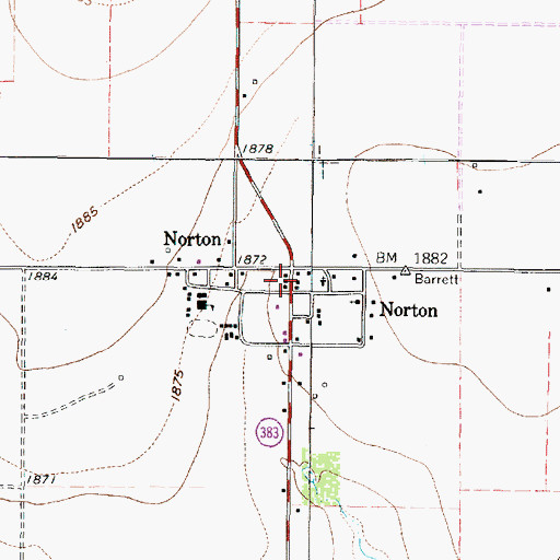 Topographic Map of Norton, TX