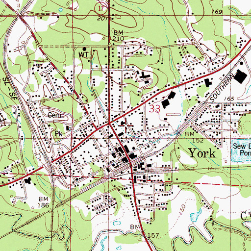 Topographic Map of York Public School (historical), AL