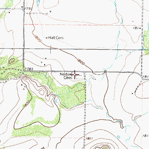 Topographic Map of Norton Cemetery, TX