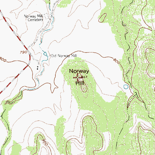 Topographic Map of Norway Hill, TX