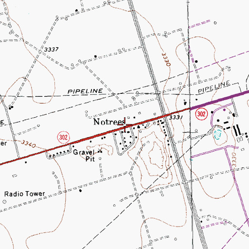Topographic Map of Notrees, TX
