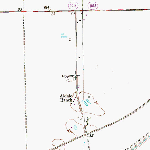 Topographic Map of Noyola Cemetery, TX