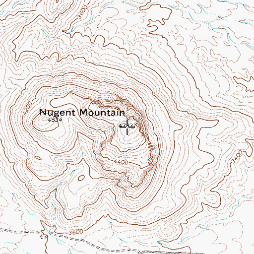 Topographic Map of Nugent Mountain, TX