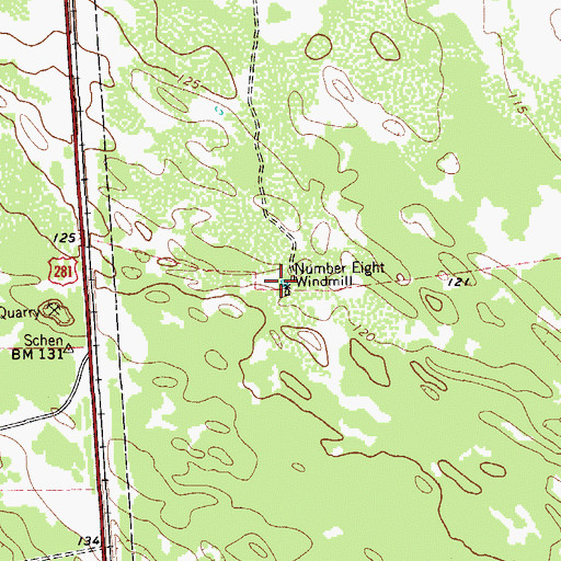 Topographic Map of Number Eight Windmill, TX