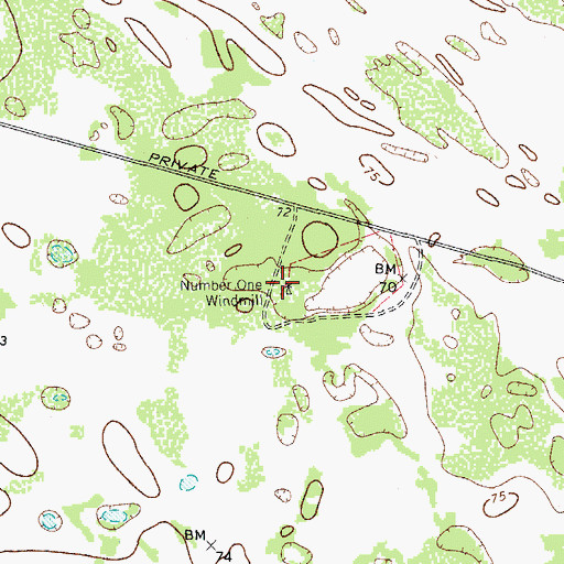 Topographic Map of Number One Windmill, TX