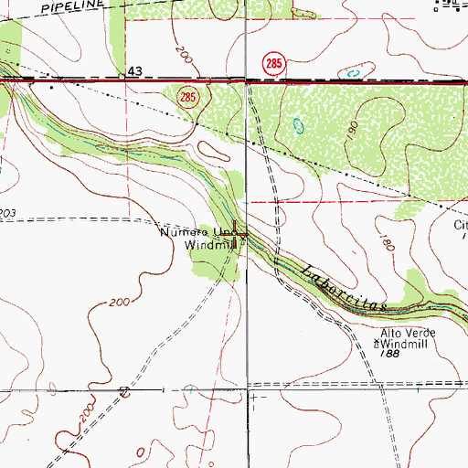 Topographic Map of Numero Uno Windmill, TX