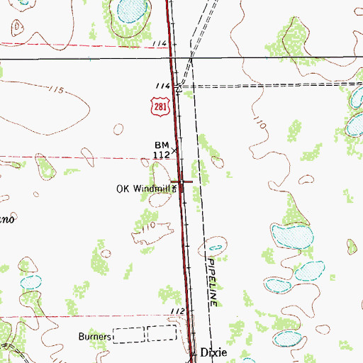 Topographic Map of O K Windmill, TX