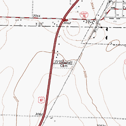 Topographic Map of ODonnell Cemetery, TX